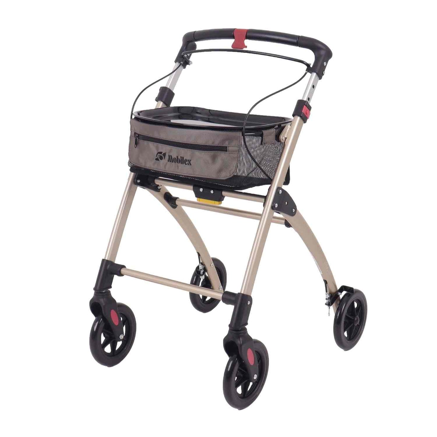 Mobilex Jaguar Indoor Rollator, champagner mit Tablett & Tasche - für die Wohnung