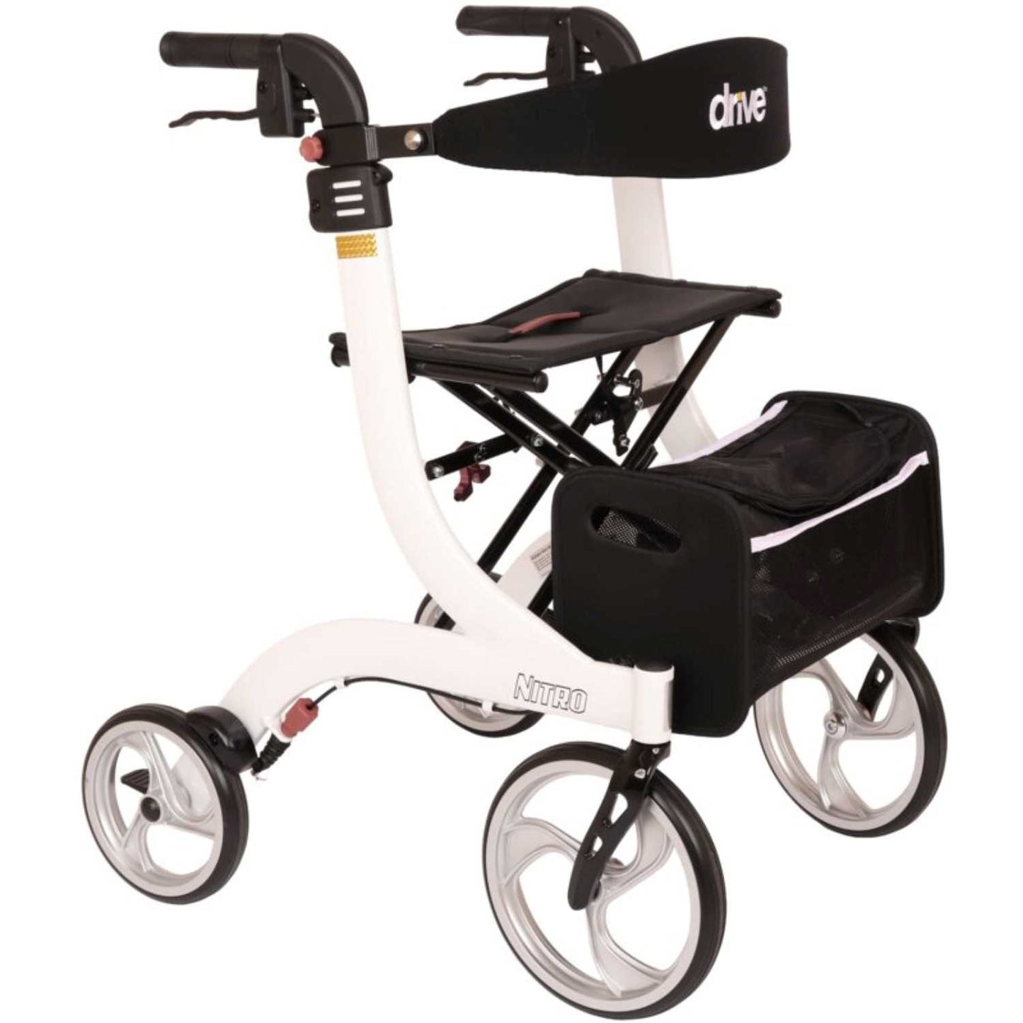 Drive Medical Premium Leichtgewicht-Rollator Nitro, gepolsterter Sitz - Gr. M, weiß