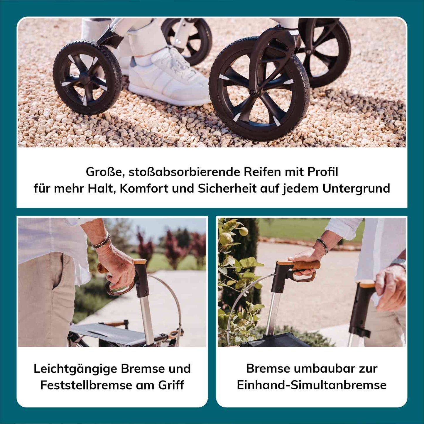 Saljol Allround Rollator AR62 Leichtgewicht mit Vollausstattung - (HMV: 10.50.04.1261) / Sitzhöhe 62 cm
