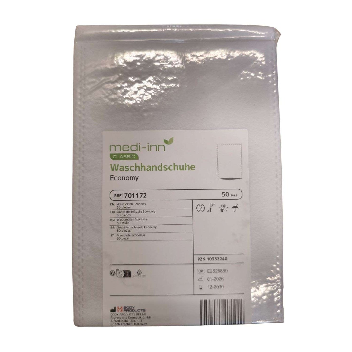 Medi-Inn Einmal-Waschhandschuhe Economy, fusselfreier Vliesstoff - 15 x 22 cm