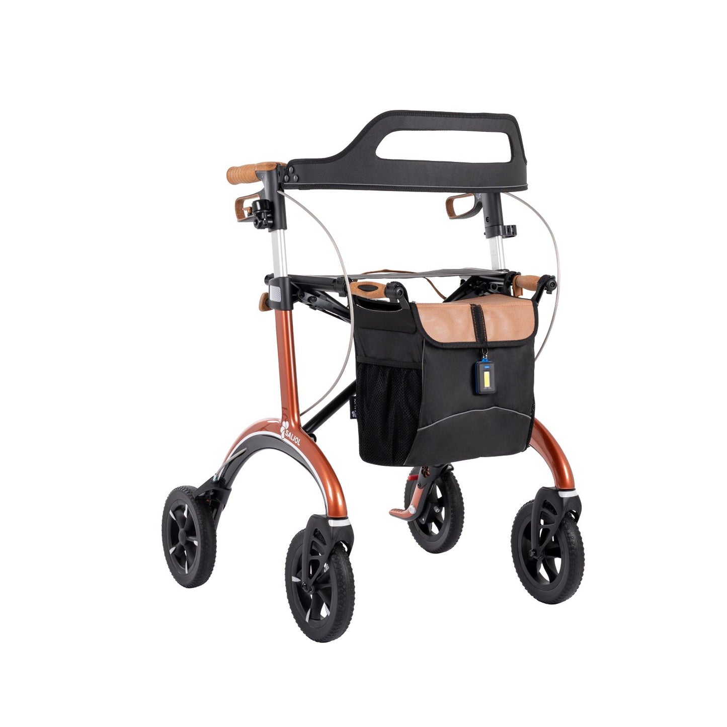 Saljol Carbon Rollator CR62 mit Schleifbremse für sicheres Bergabgehen - Vollausstattung (HMV: 10.50.04.1260) / Sitzhöhe 62 cm