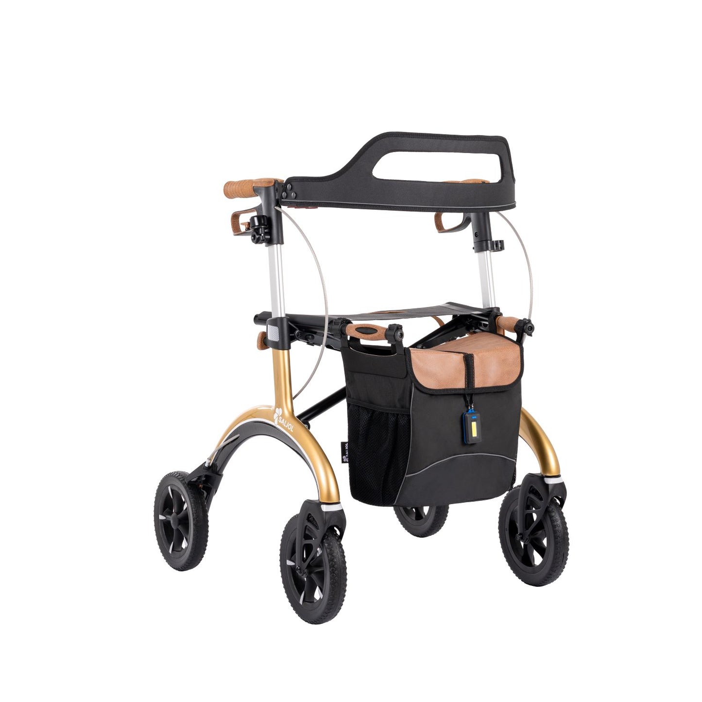 Saljol Carbon Rollator CR54 mit Schleifbremse für sicheres Bergabgehen - Vollausstattung (HMV: 10.50.04.1260) / Sitzhöhe 54 cm