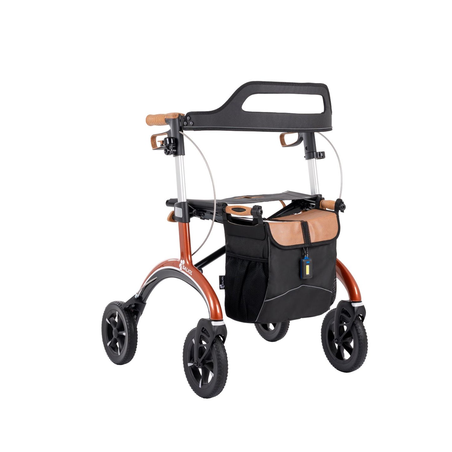 Saljol Carbon Rollator CR54 mit Schleifbremse für sicheres Bergabgehen - Vollausstattung (HMV: 10.50.04.1260) / Sitzhöhe 54 cm