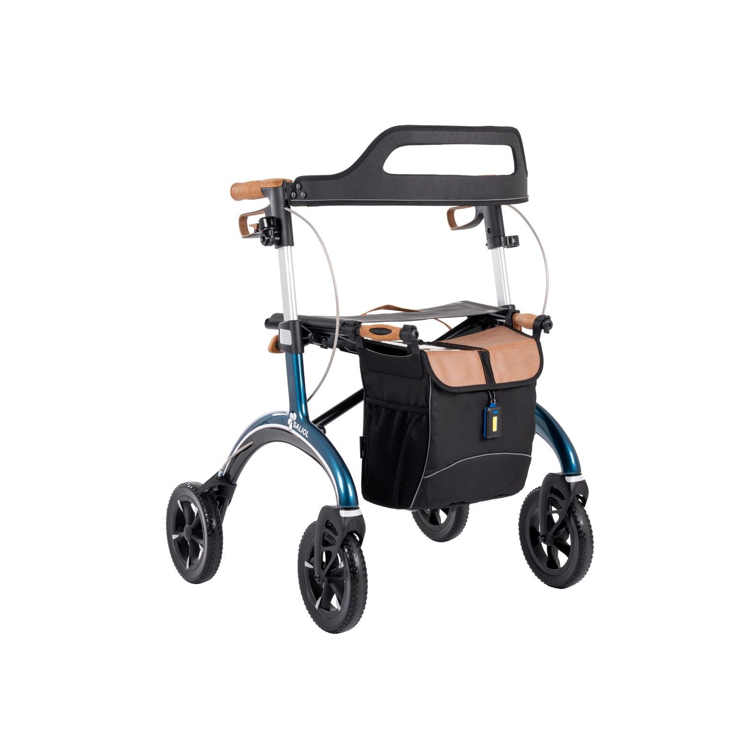 Saljol Carbon Rollator CR54 mit Schleifbremse für sicheres Bergabgehen - Vollausstattung (HMV: 10.50.04.1260) / Sitzhöhe 54 cm