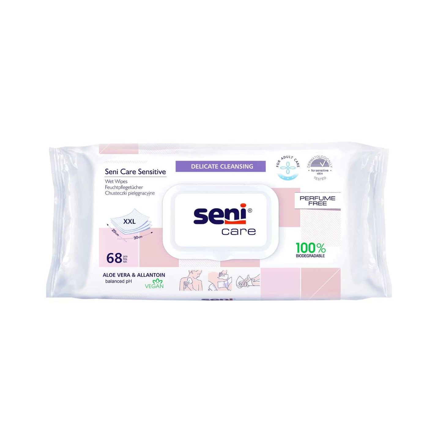 Seni Care Sensitive Feuchtpflegetücher - 68 St. 20x30 cm (Softbox)
