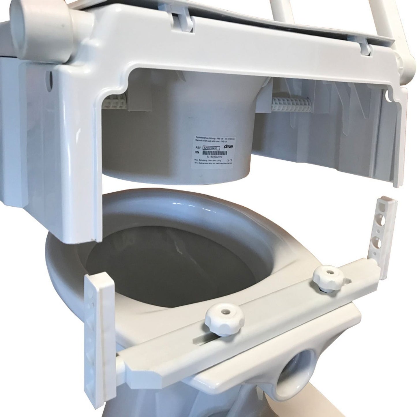Drive Medical Toilettensitzerhöhung mit Armlehnen TSE 120 Plus, 3-fach höhenverstellbar
