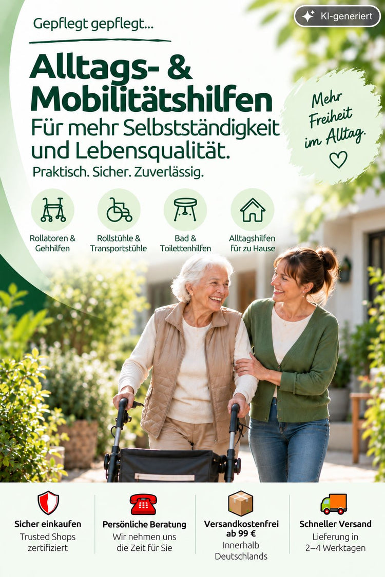 Alltags- und Mobilitätshilfen für mehr Selbstständigkeit – Rollatoren, Rollstühle und Alltagshilfen | Pflege-Discount