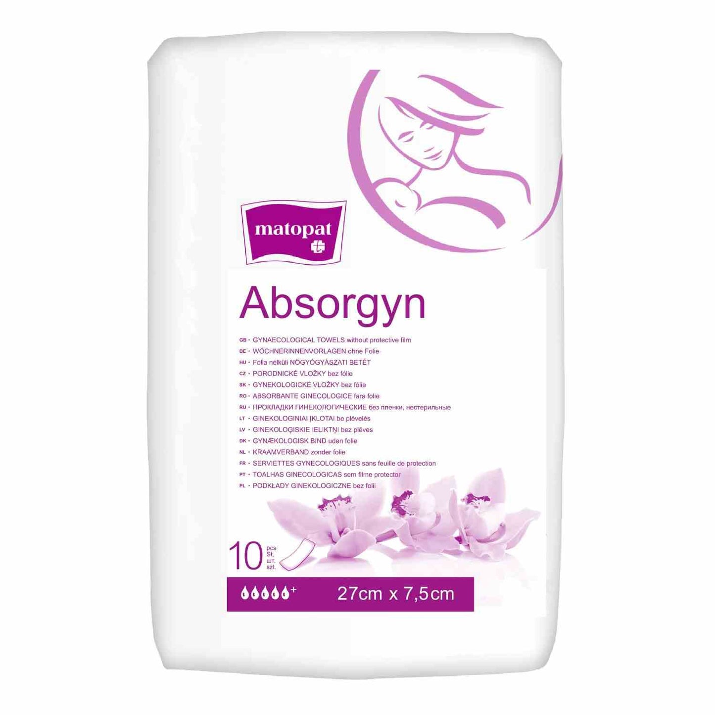 TZMO (Seni) Absorgyn Saugverstärker ohne Folie, Flocken-Rechteckvorlage unsteril, 27 x 7,5 cm