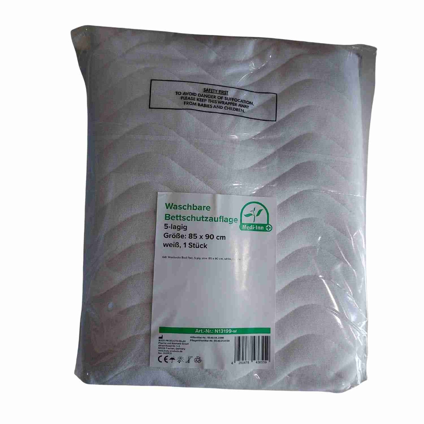 Medi-Inn Bettschutzauflage waschbar, 5 lagig (weiß) ca. 3000 ml - 90x85 cm