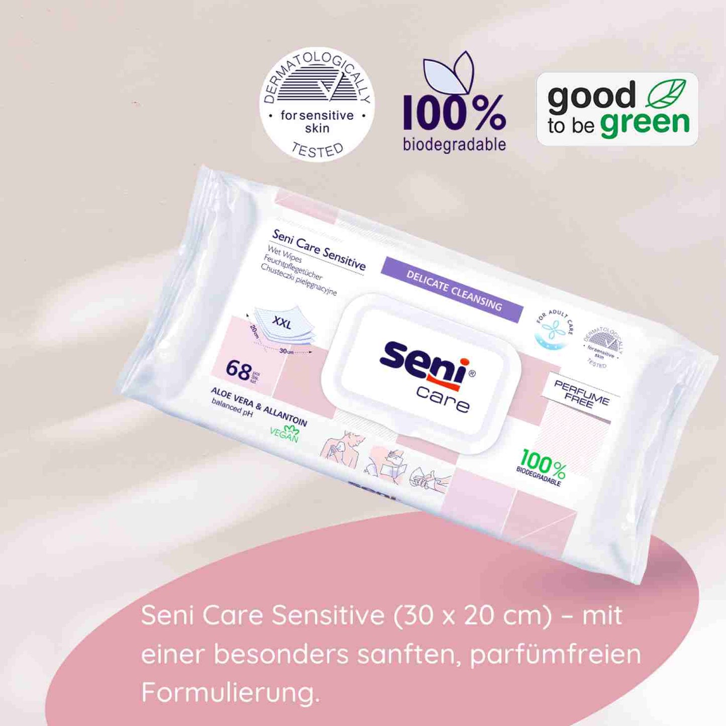 Seni Care Sensitive Feuchtpflegetücher - 68 St. 20x30 cm (Softbox)