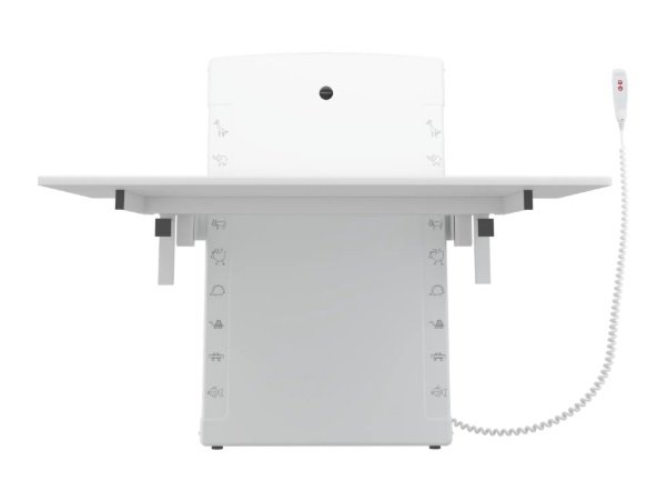 PRESSALIT Wickeltisch R8672000 / R8673000 – 800 x 1400 mm / 800 x 1800 mm, elektrisch höhenverstellbar, hochklappbar