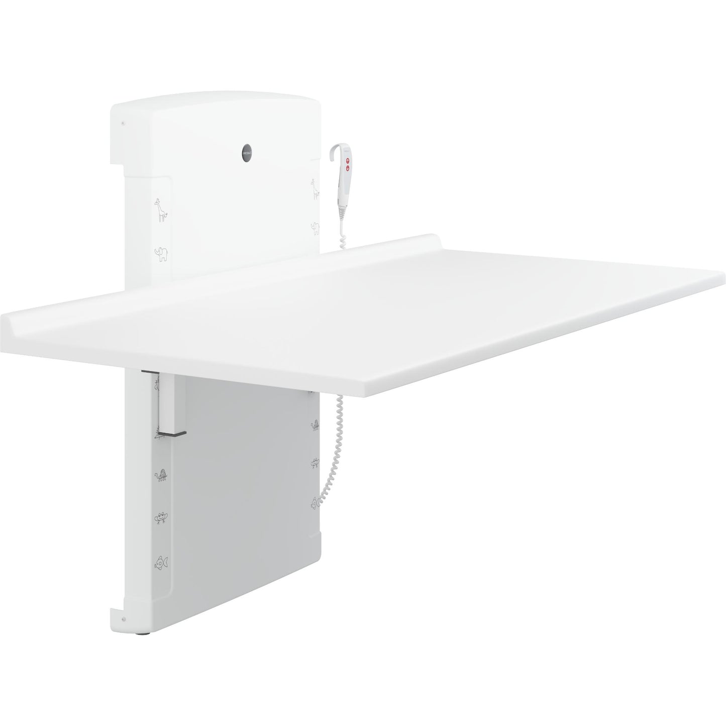 PRESSALIT Wickeltisch R8672000 / R8673000 – 800 x 1400 mm / 800 x 1800 mm, elektrisch höhenverstellbar, hochklappbar