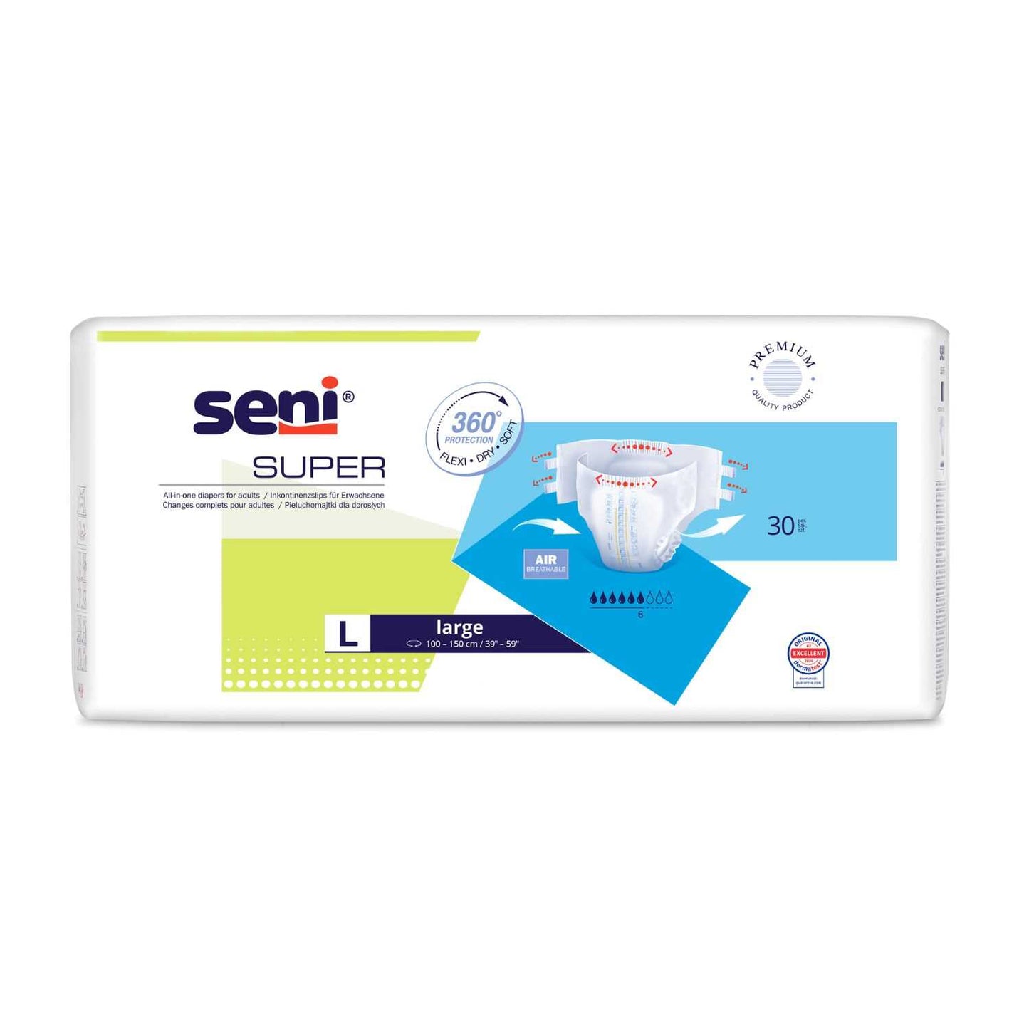 Seni Super - Windeln für mittlere & schwere Inkontinenz - bis 2600 ml, Gr. M-XL