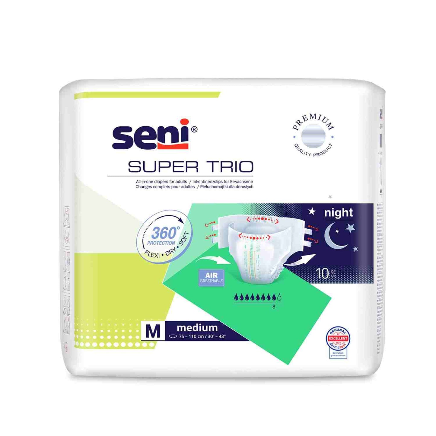 Seni Super Trio - Windeln für sehr schwere Inkontinenz - bis 3400 ml, Gr. M-XL