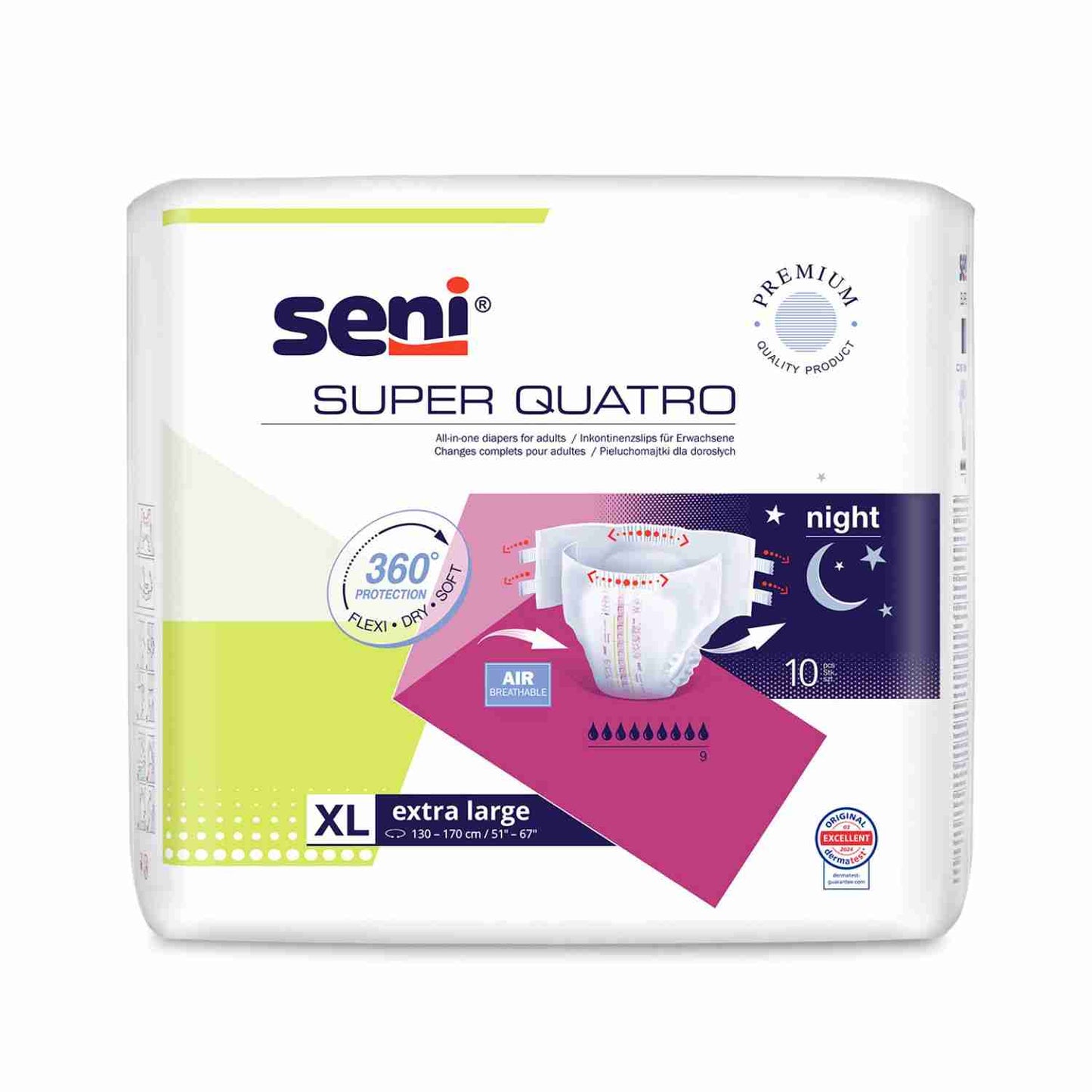 Seni Super Quatro - Windeln für schwerste Inkontinenz - bis 4000 ml, Gr. M-XL