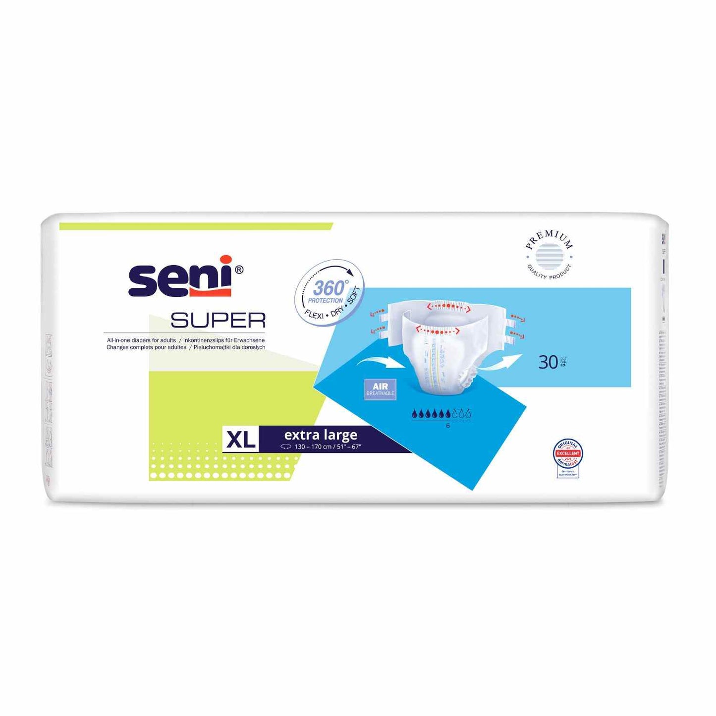Seni Super - Windeln für mittlere & schwere Inkontinenz - bis 2600 ml, Gr. M-XL
