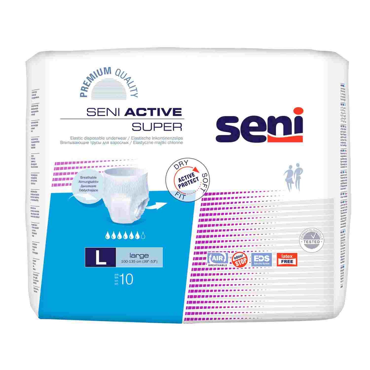 Seni Active Super - Inkontinenzpants, mittlere Saugstärke - bis 1600 ml, Gr. S-XL