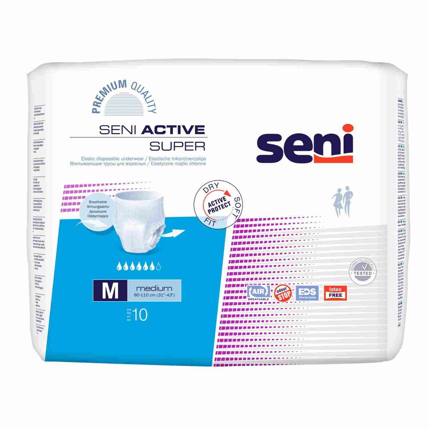 Seni Active Super - Inkontinenzpants, mittlere Saugstärke - bis 1600 ml, Gr. S-XL