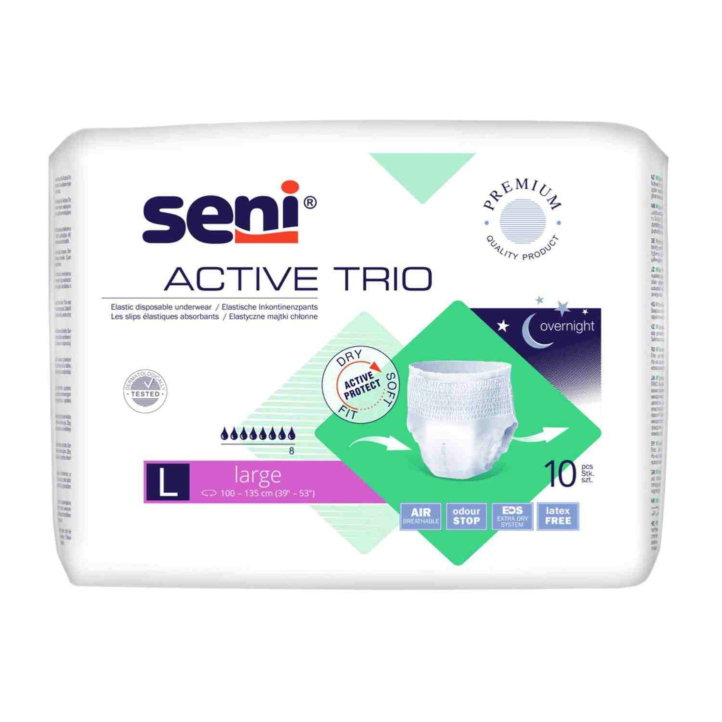 Seni Active Trio - Inkontinenzpants, höchste Saugstärke (auch Nachts) - 2500 ml, Gr. M-XL