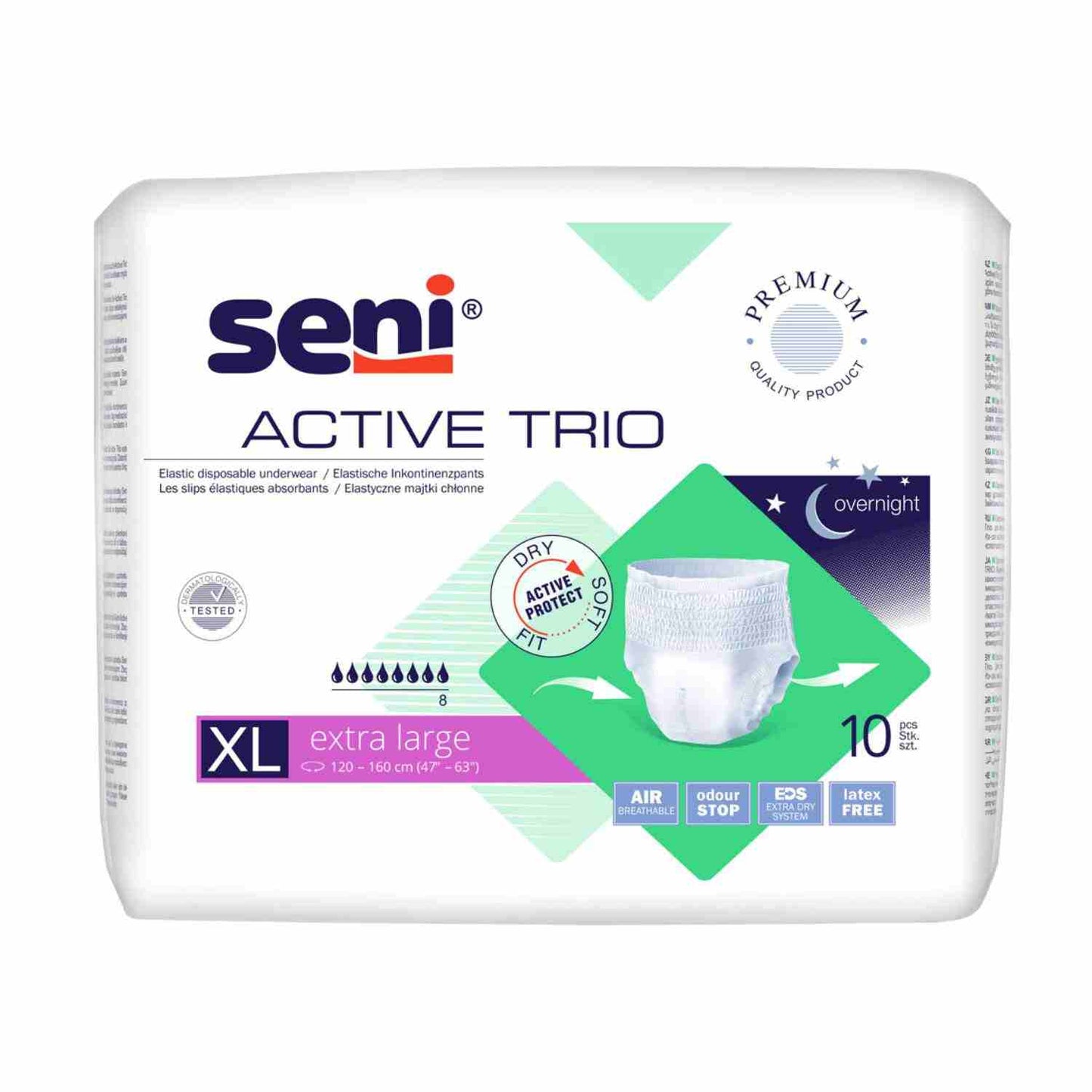 Seni Active Trio - Inkontinenzpants, höchste Saugstärke (auch Nachts) - 2500 ml, Gr. M-XL