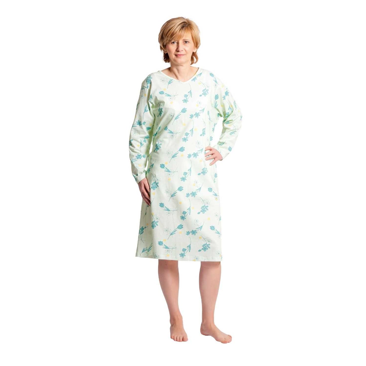 Suprima 4070, Pflegehemd Baumwolle zum Binden für Damen, Langarm - versch. Farben, Gr. S/M & L/XL
