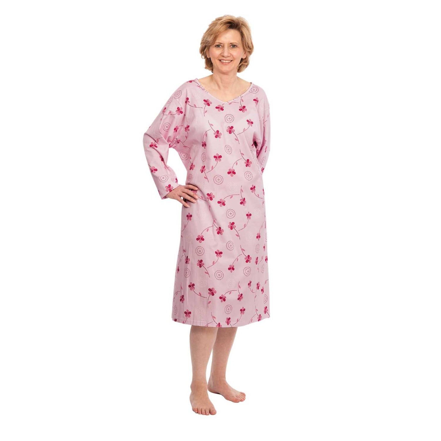 Suprima 4070, Pflegehemd Baumwolle zum Binden für Damen, Langarm - versch. Farben, Gr. S/M & L/XL