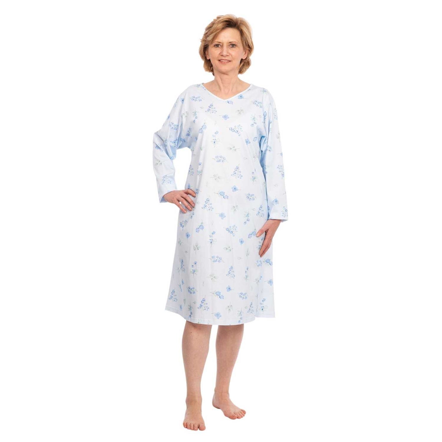 Suprima 4070, Pflegehemd Baumwolle zum Binden für Damen, Langarm - versch. Farben, Gr. S/M & L/XL