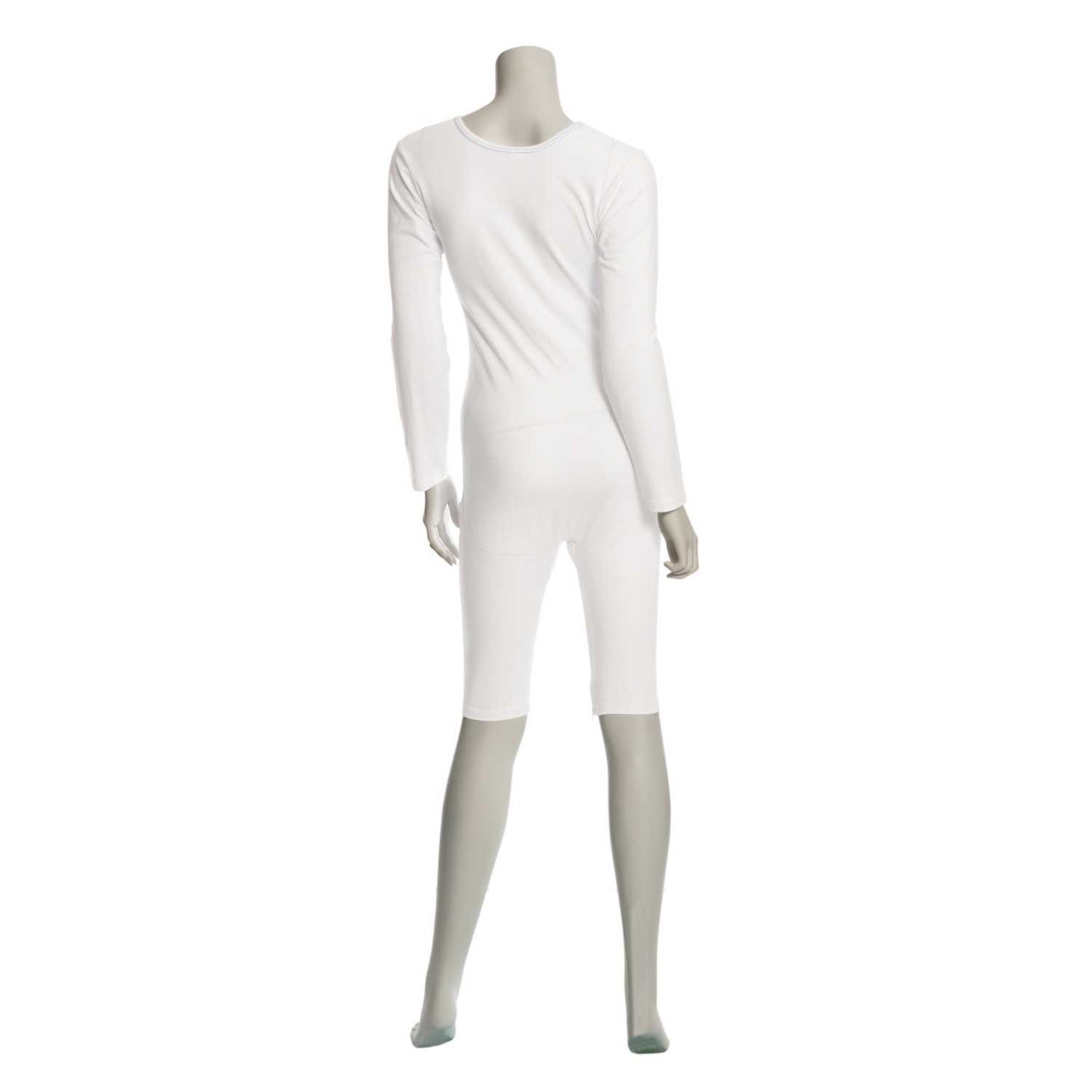 Suprima 4699 001, Pflegebody BW/Elast, Langarm mit kurzem Bein, Bein-RV, unisex - weiß, Gr. S-XXL