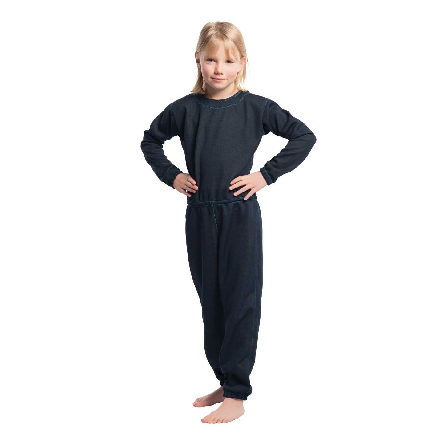 Suprima 4744 020, Pflegeoverall zerreißfest für Kinder, lang, Rücken-RV mit Sicherheitsknopf, marine