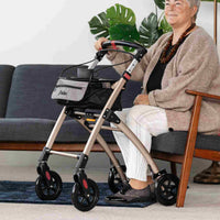 Mobilex Jaguar Indoor Rollator, champagner mit Tablett & Tasche - für die Wohnung