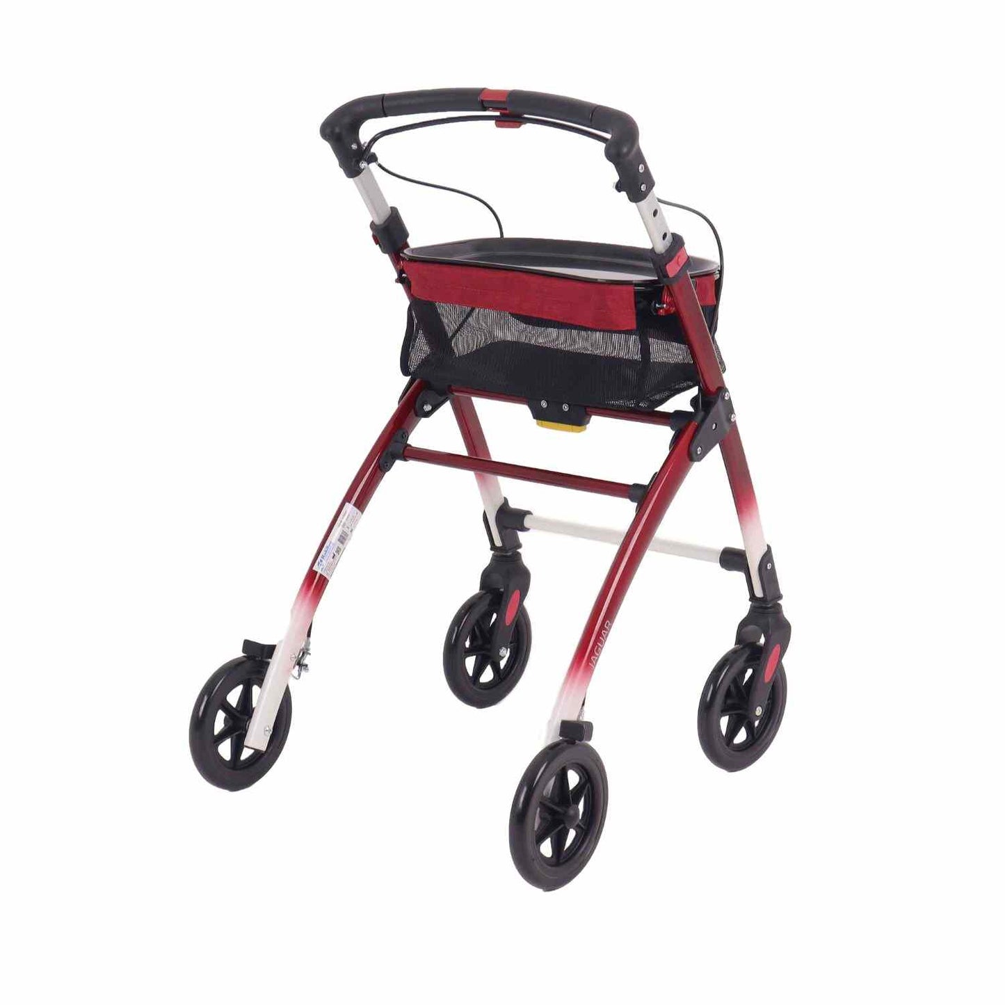 Mobilex Jaguar Indoor Rollator, rot/weiß mit Tablett & Tasche - für die Wohnung