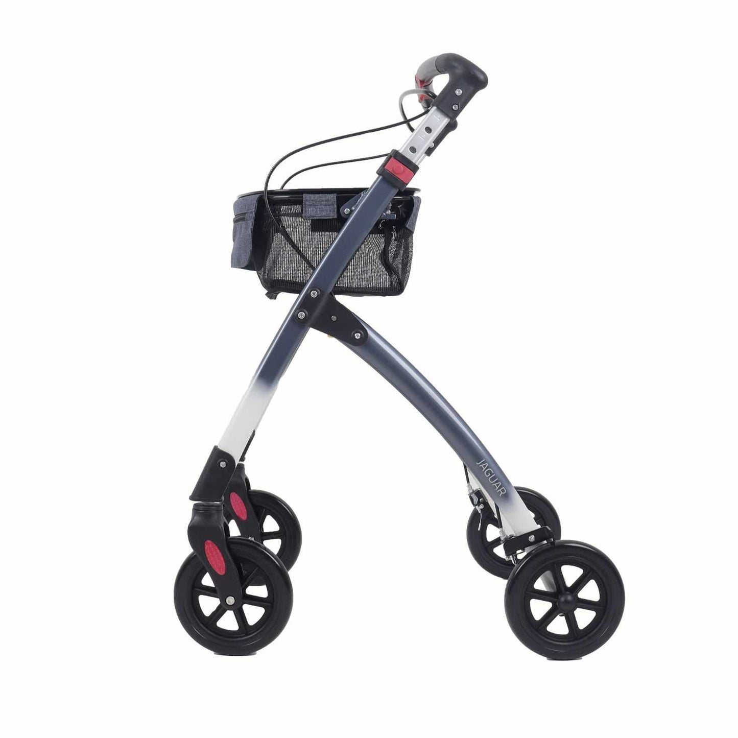 Mobilex Jaguar Indoor Rollator, blaugrau/weiß mit Tablett & Tasche - für die Wohnung
