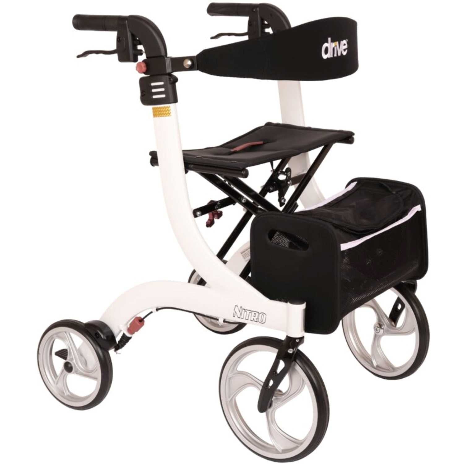 Drive Medical Premium Leichtgewicht-Rollator Nitro, gepolsterter Sitz - Gr. M, weiß