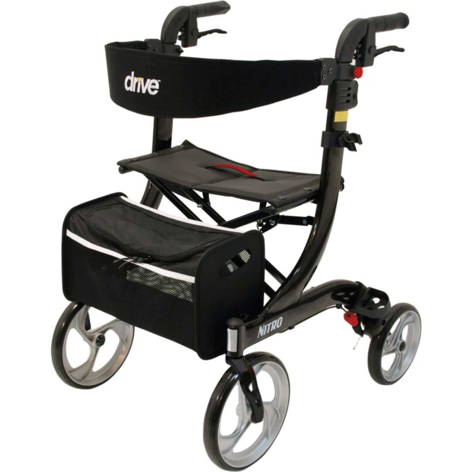 Drive Medical Premium Leichtgewicht-Rollator Nitro, gepolsterter Sitz - Gr. M, schwarz