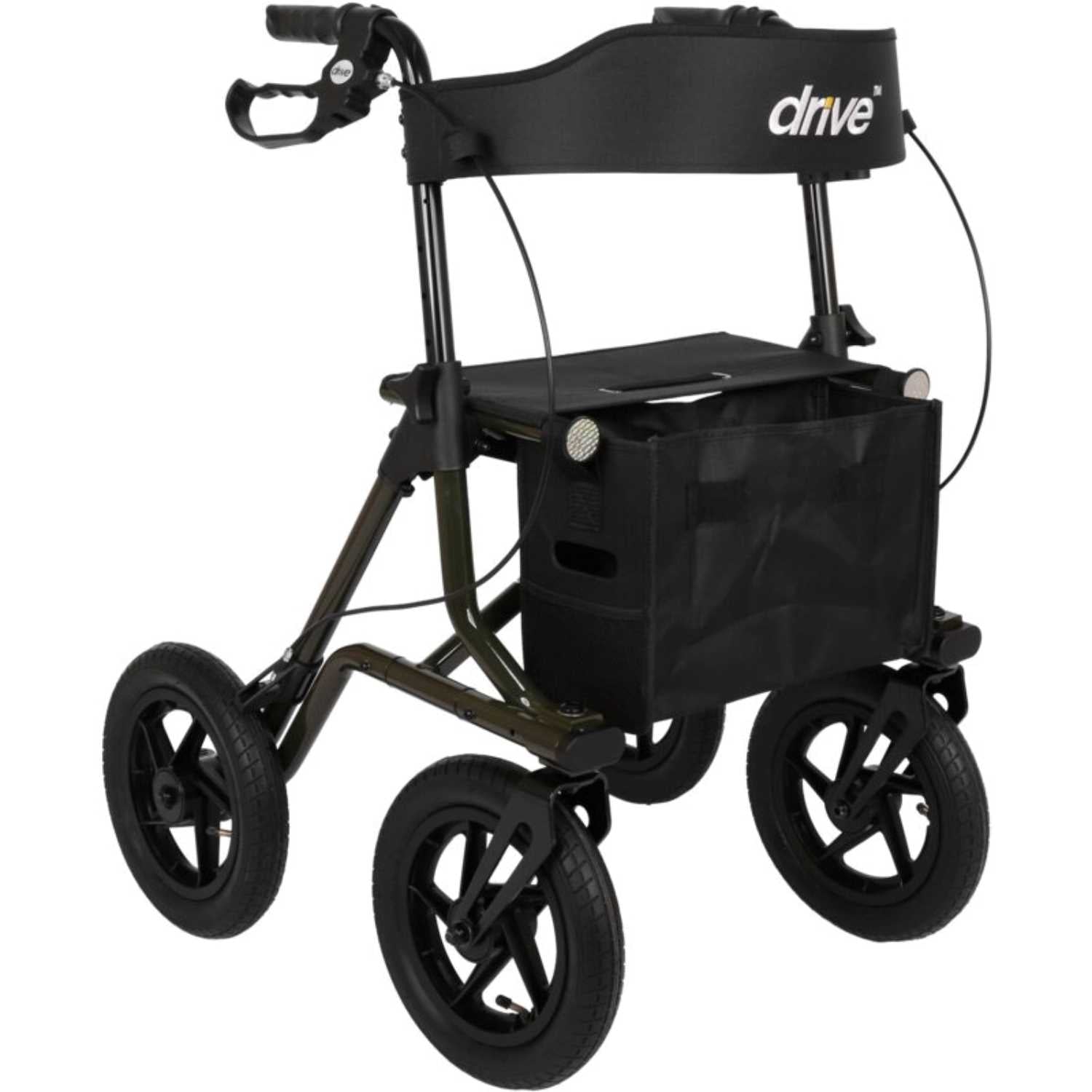 Drive Medical Torro Outdoor-Rollator – Tannengrün, PU- oder Luftbereifung, geländetauglich