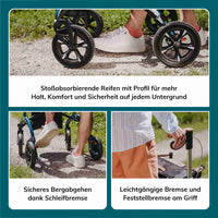 Saljol Carbon Rollator CR62 mit Schleifbremse für sicheres Bergabgehen - Vollausstattung (HMV: 10.50.04.1260) / Sitzhöhe 62 cm