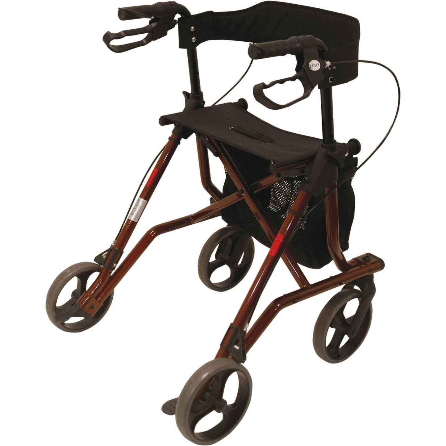 Drive Medical Leichtgewicht Rollator Torro inkl. Rückengurt, Tasche und Stockhalter - weinrot