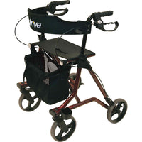 Drive Medical Leichtgewicht Rollator Torro inkl. Rückengurt, Tasche und Stockhalter - weinrot
