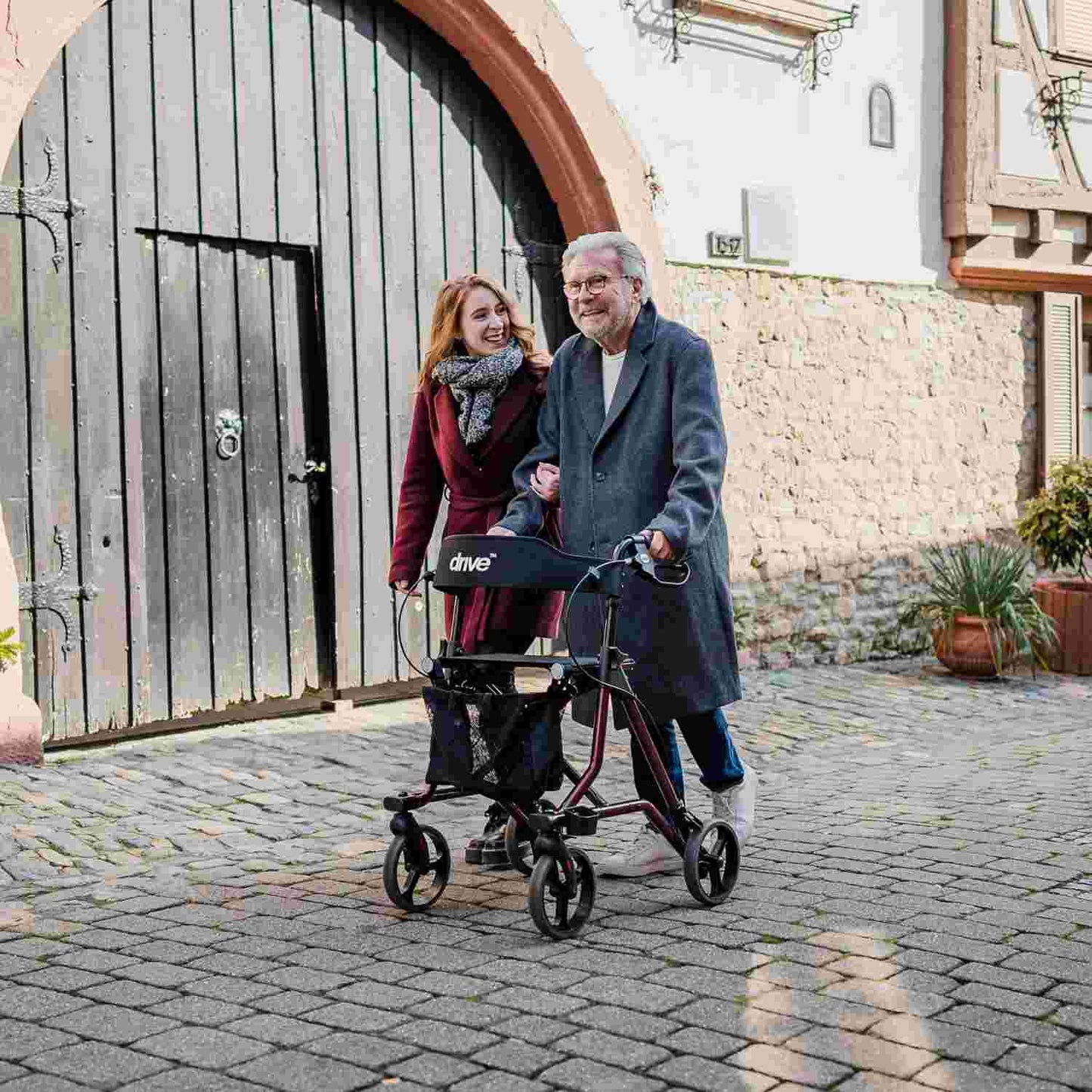 Drive Medical Leichtgewicht Rollator Torro inkl. Rückengurt, Tasche und Stockhalter - anthrazit