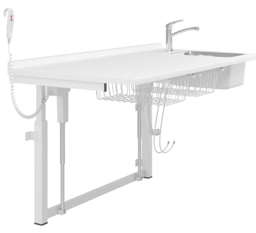 Pressalit Care Wickeltisch R8711000 / R8712000 800 x 900 oder x 1400 mm, elektrisch höhenverstellbar, mit Waschplatz