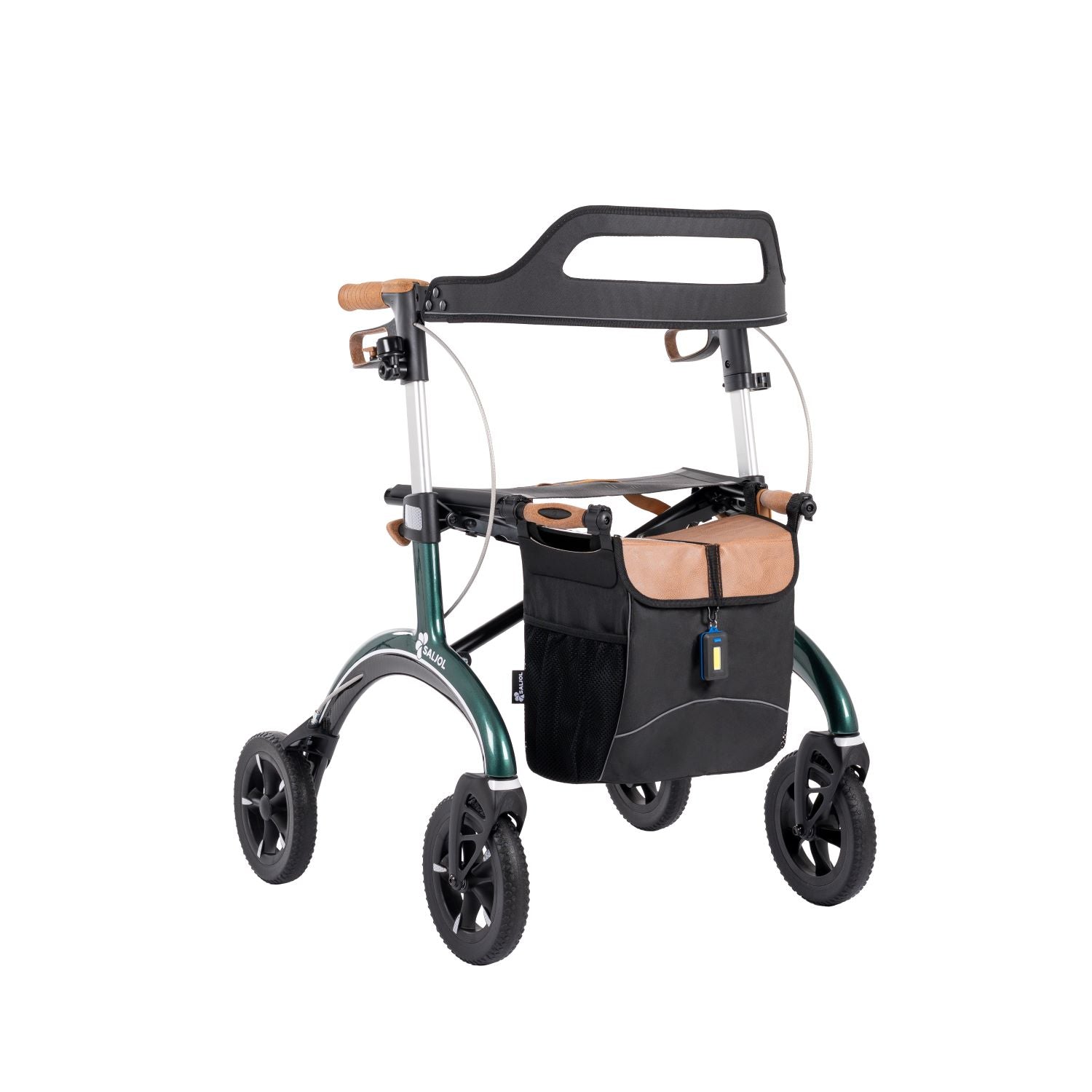 Saljol Carbon Rollator CR54 mit Schleifbremse für sicheres Bergabgehen - Vollausstattung (HMV: 10.50.04.1260) / Sitzhöhe 54 cm