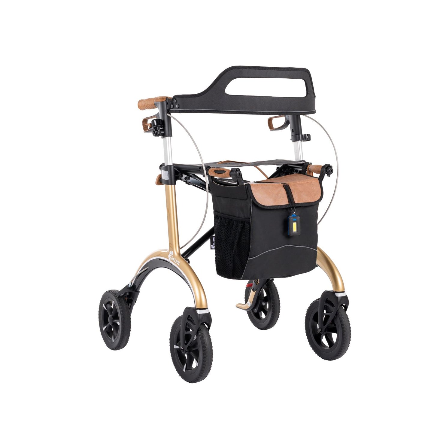 Saljol Carbon Rollator CR62 mit Schleifbremse für sicheres Bergabgehen - Vollausstattung (HMV: 10.50.04.1260) / Sitzhöhe 62 cm