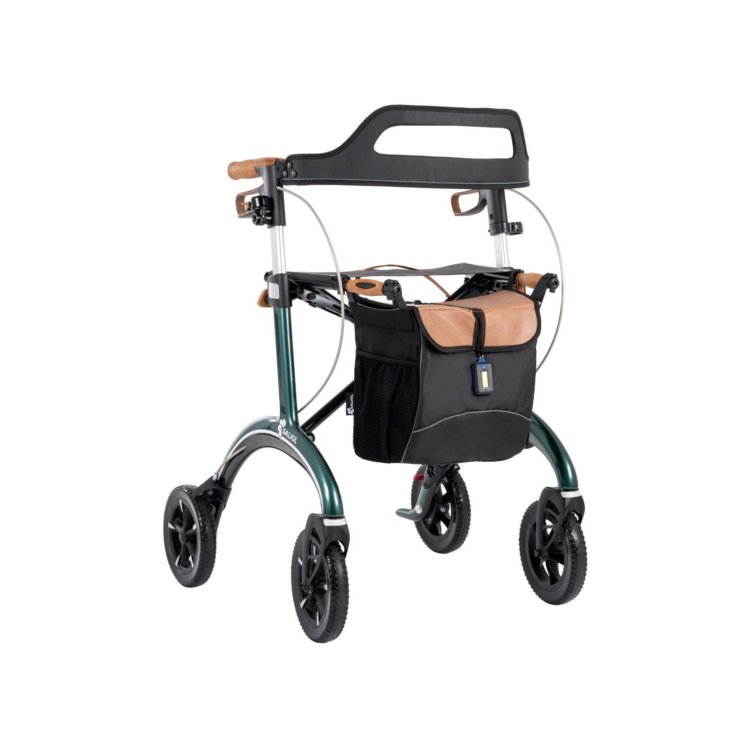 Saljol Carbon Rollator CR62 mit Schleifbremse für sicheres Bergabgehen - Vollausstattung (HMV: 10.50.04.1260) / Sitzhöhe 62 cm