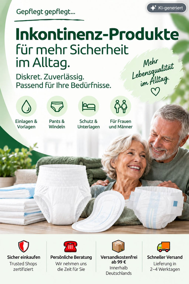Inkontinenz-Produkte für mehr Sicherheit im Alltag – Einlagen, Pants, Windeln und Unterlagen | Pflege-Discount