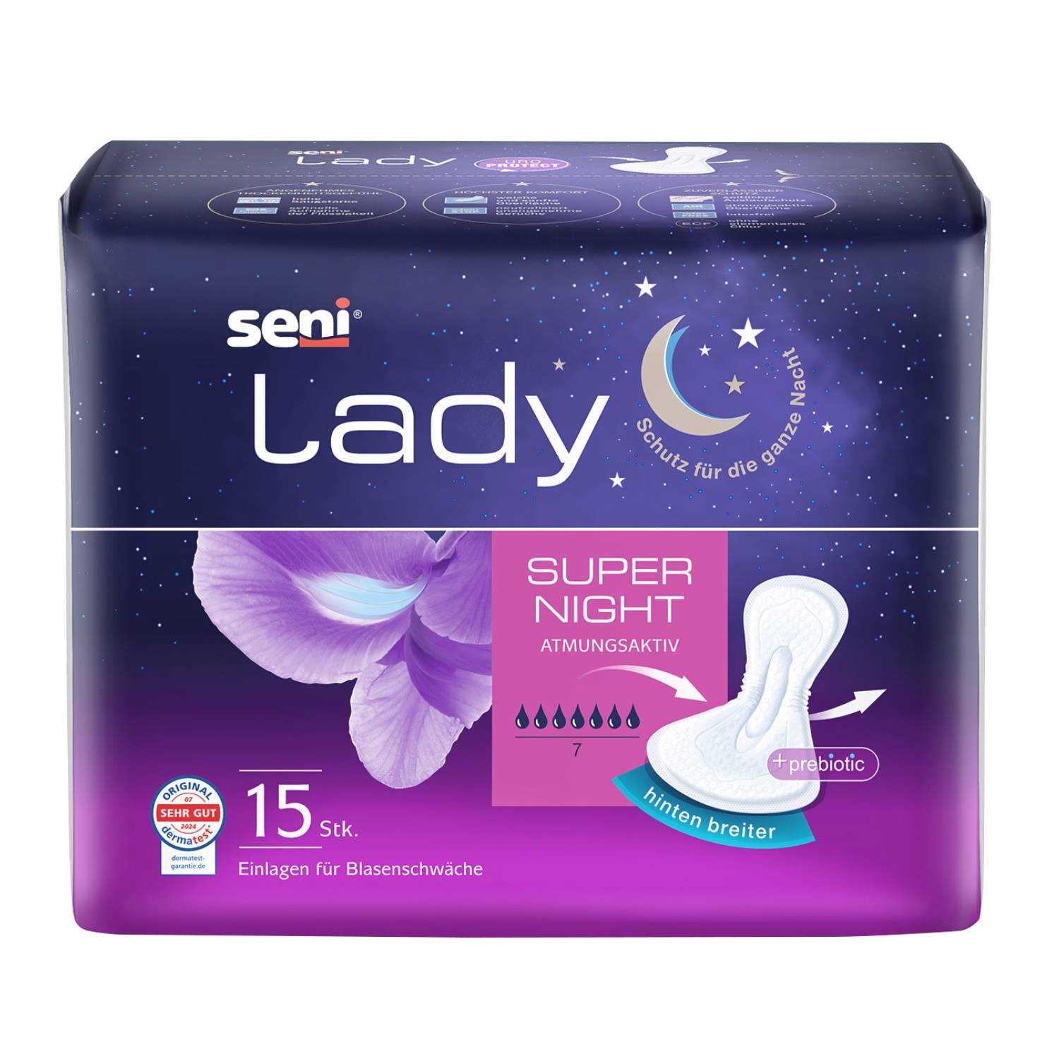 Seni Lady Super Night - Frauen-Einlagen für die Nacht, 1000 ml (HMV: 15.25.30.0024)