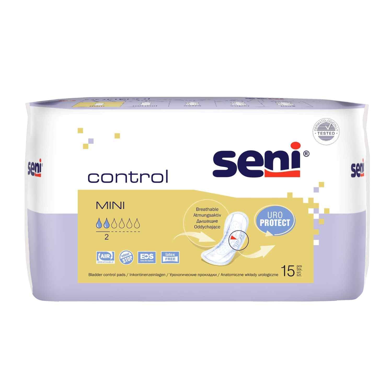 Seni Control Mini - Einlagen bei Tröpfchen- & leichter Inkontinenz (Unisex), 190 ml