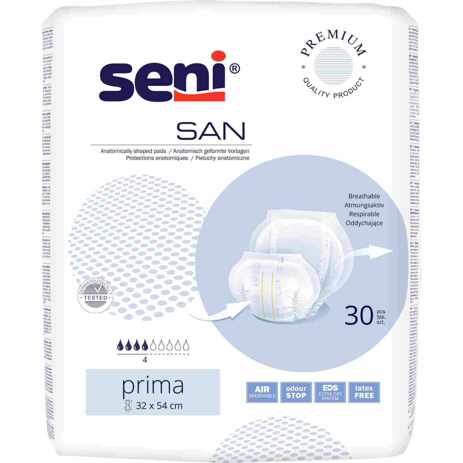 Seni San Prima - Vorlagen für mittlere Harn- und Stuhlinkontinenz, ca. 1100 ml